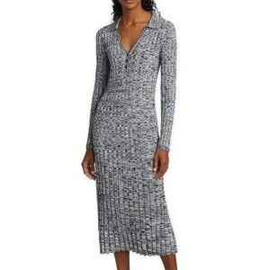 NWT Elle Tahari S Ribbed Marled Henley Sweater Dress Midi Length RN10208